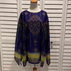 ASHRO colorful Boho Blouse with Asymmetrical sleeves
